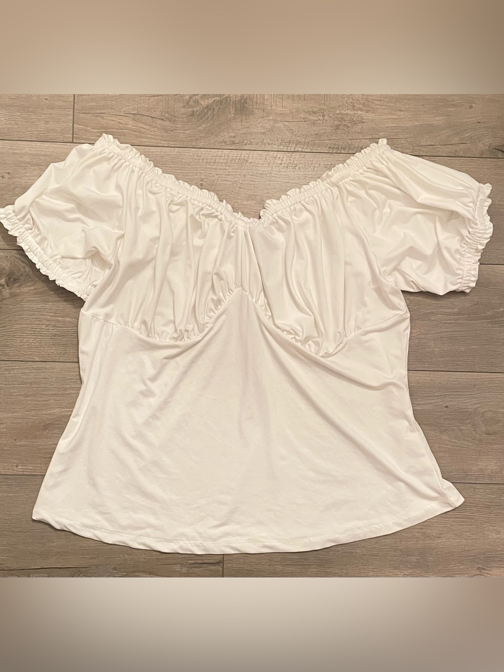 Unique Vintage White Cream Peasant Milkmaid Cottage Core Top Blouse 2X